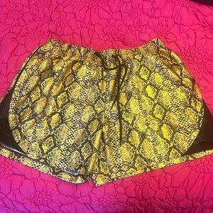 Nike Yellow Snake-Print Women’s Athletic Shorts